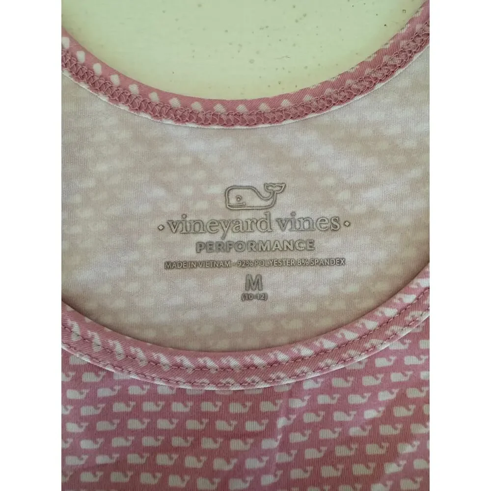 Vineyard Vines Girls Active Dress Pink Whale Logo Tank Sporty Size Medium 10-12